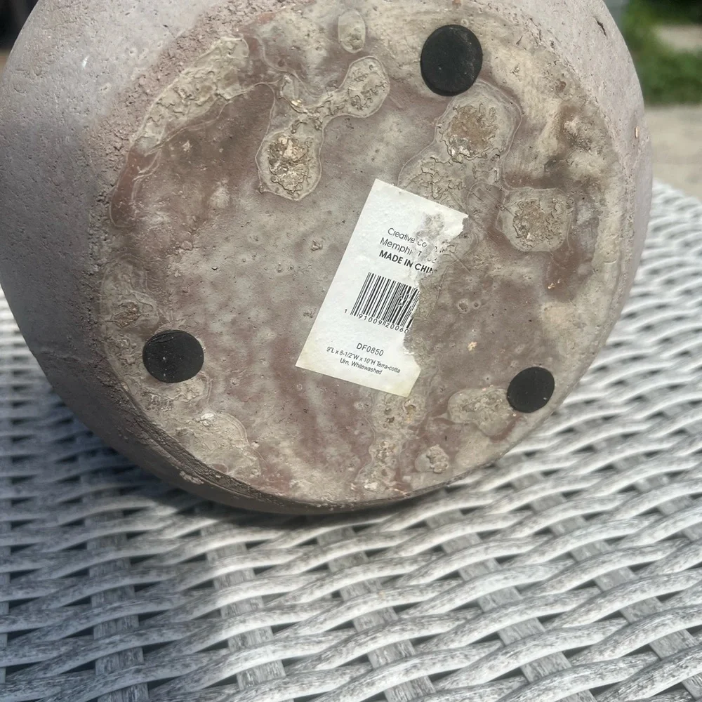 Studio McGee Creative Co-Op Large Orange & Whitewashed Terracotta Urn